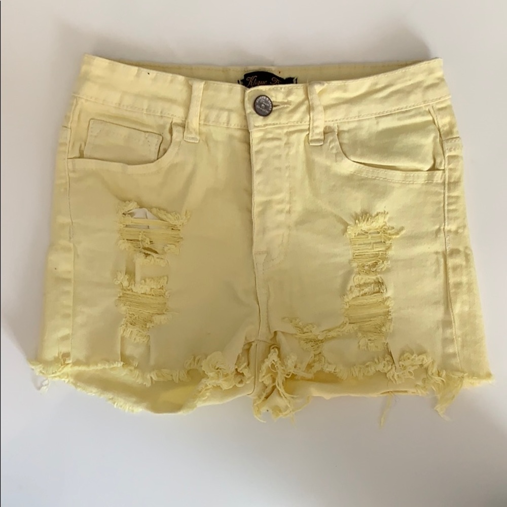 Klique B high rise yellow jean shorts